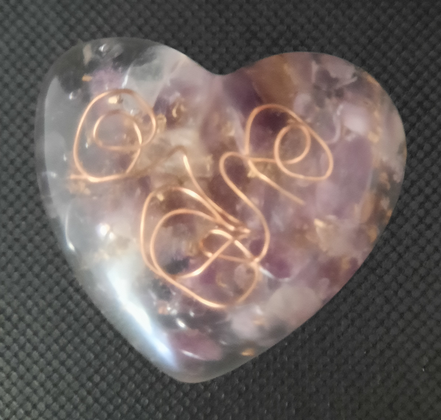 Mini coeur de poche Améthyste / Quartz rose