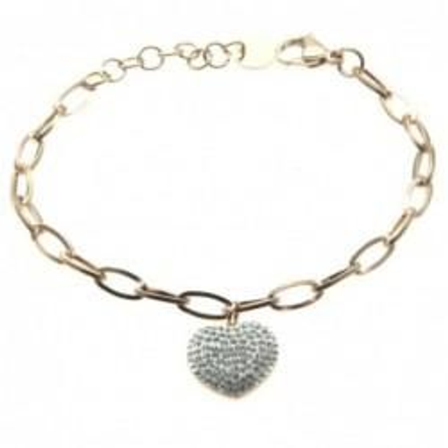 Bracciale donna in acciaio rosato con charm a cuore 