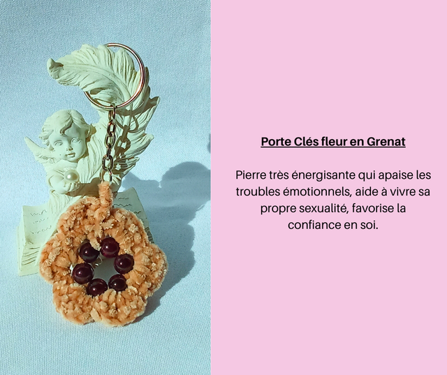 35- Porte Clés fleur en Grenat