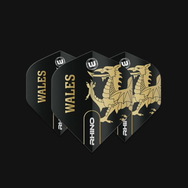 Winmau Rhino Flight Black &amp; Gold Flag - Wales 5023231014016