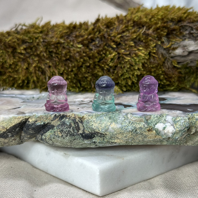 Zen Buddha Mini Fluorite Carving 