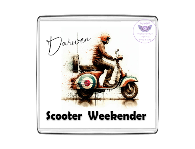 Scooter Weekender Square Fridge Magnet-SFM01