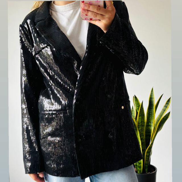 Pailletten zwarte blazer  