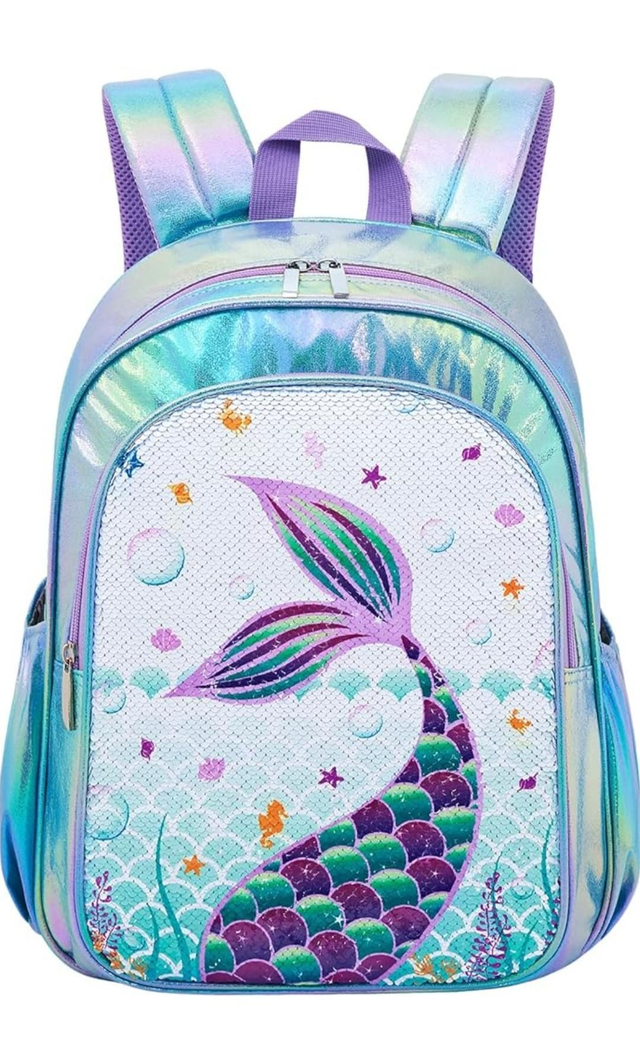 Mermaid sequin large school bag