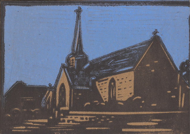 Lino-carte Mellé église