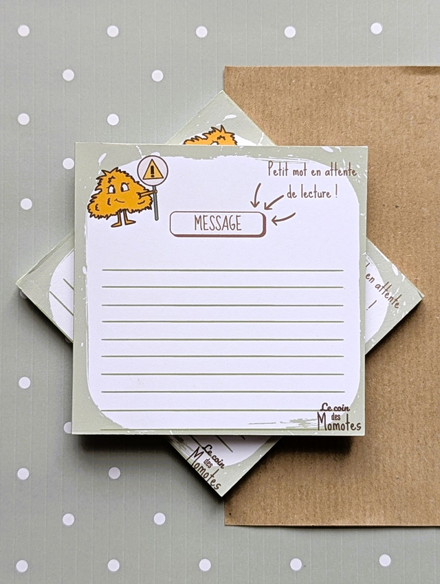 Bloc note illustré alerte message