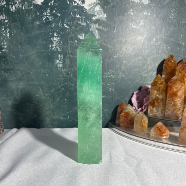 Green fluorite tower
