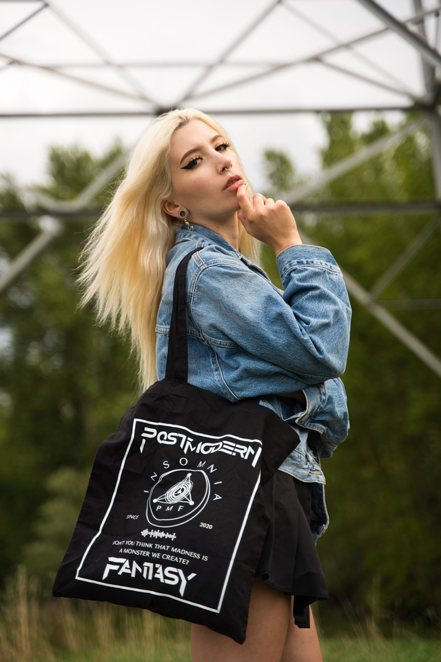 Jutebeutel - „Insomnia“ Black White (Siebdruck)