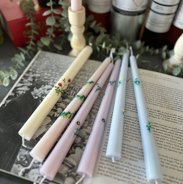 Hand painted taped candle