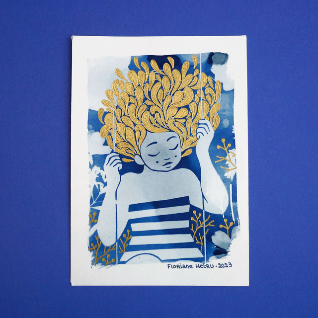 CYANOTYPE A6 // avec dorures ✨