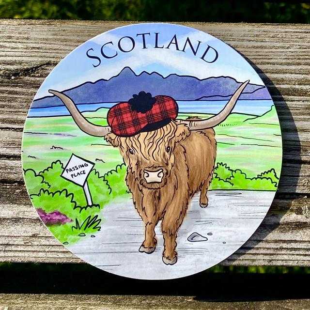 Highland Cow with Bonnet - Scotland sticker