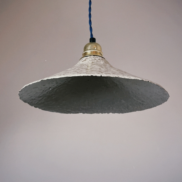 Abat jour suspension papier mâché London marron marbré beige