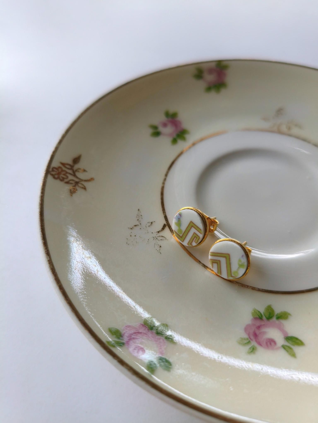 Boucles d&#039;oreilles simples - porcelaine Limoges - no.3