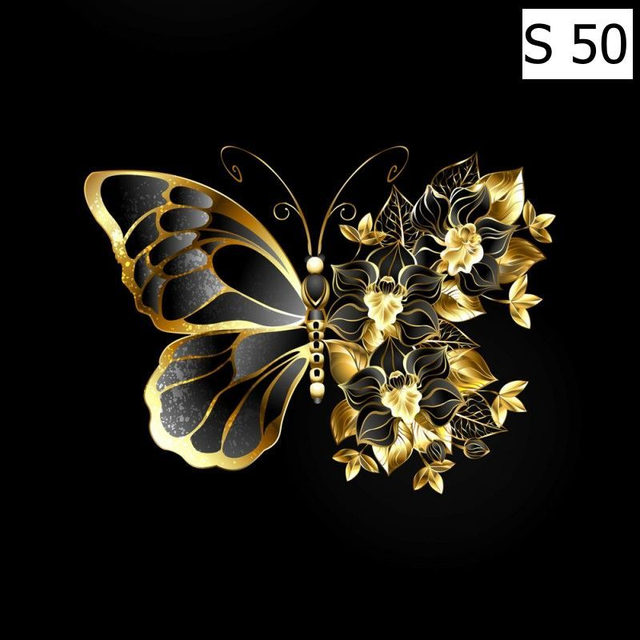 Panneau Papillon doré en Polyester - 48x48cm 