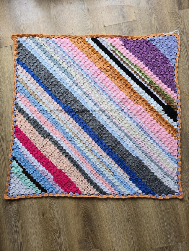 Crochet C2C blanket 100cm x 100cm baby lap multicoloured