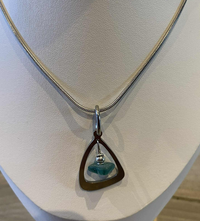 Teal sea glass necklace