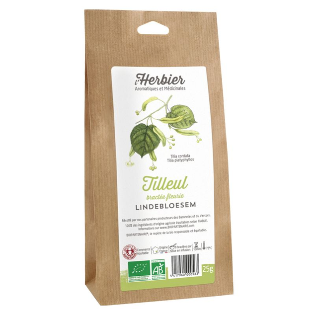  Tilleul Bio France (Bractées Fleuries) 25 g - Herbier de France - Sommeil &amp; Sérénité