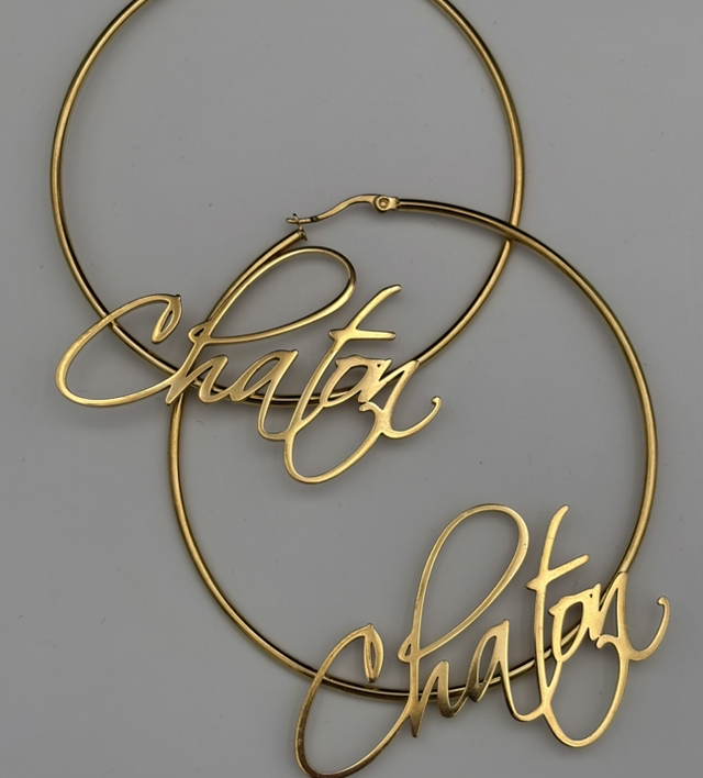 Créoles CHATON acier inoxydable 70mm