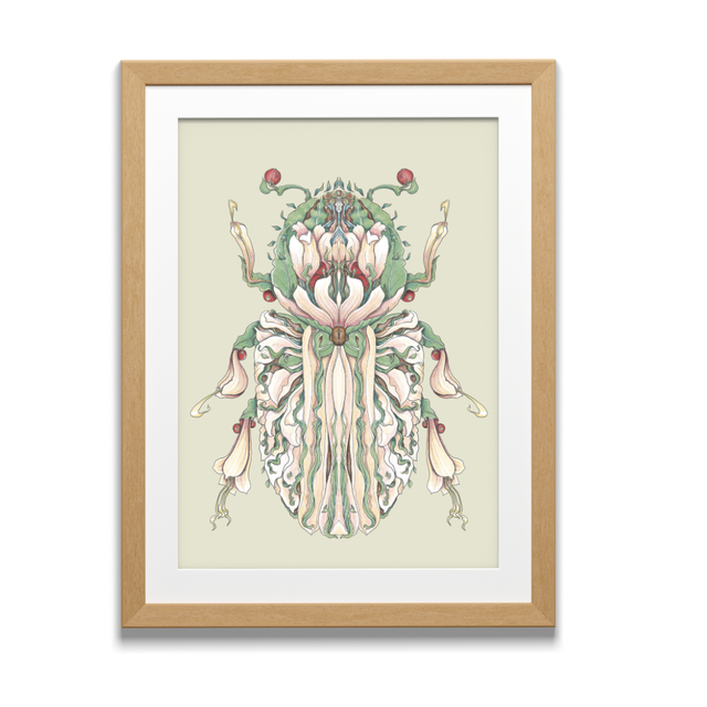 Art Print - Floral Bugs - Coffee Borer Beetle illustration