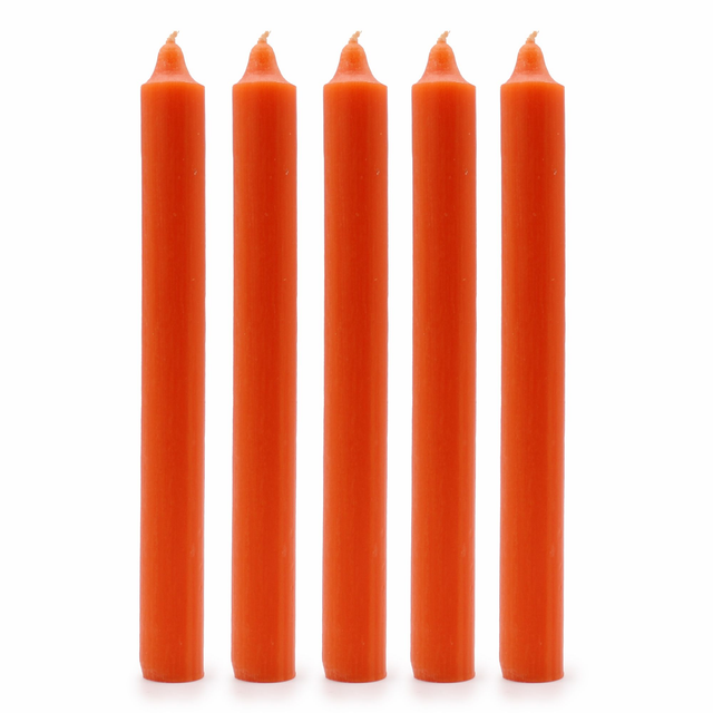 Pack of 5 Orange Solid Colour Dinner Candles