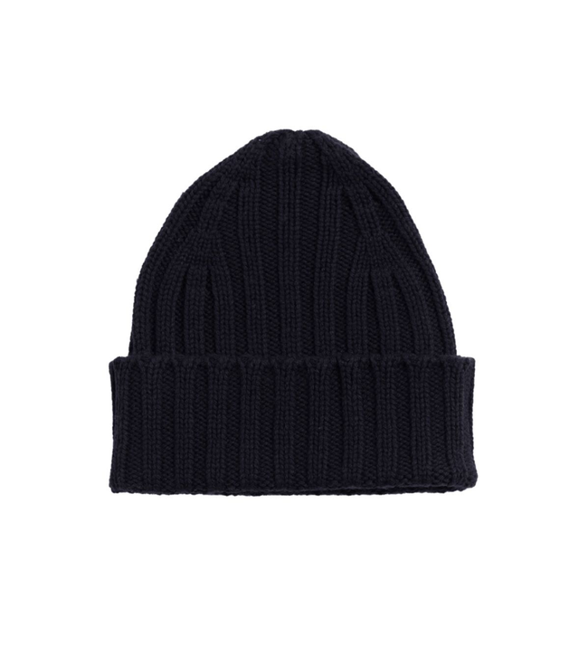 Black Wool/Cashmere Ribbed Hat