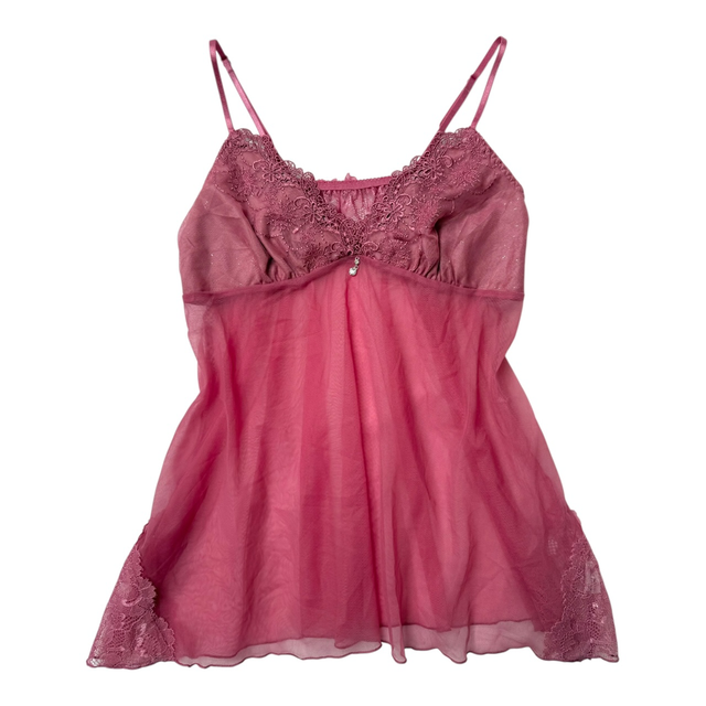 Japanese brand coquette dusky pink embroidered cups cami  