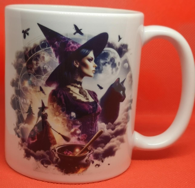 Custom Designed And Printed Witches 11oz Boxed Mug. 