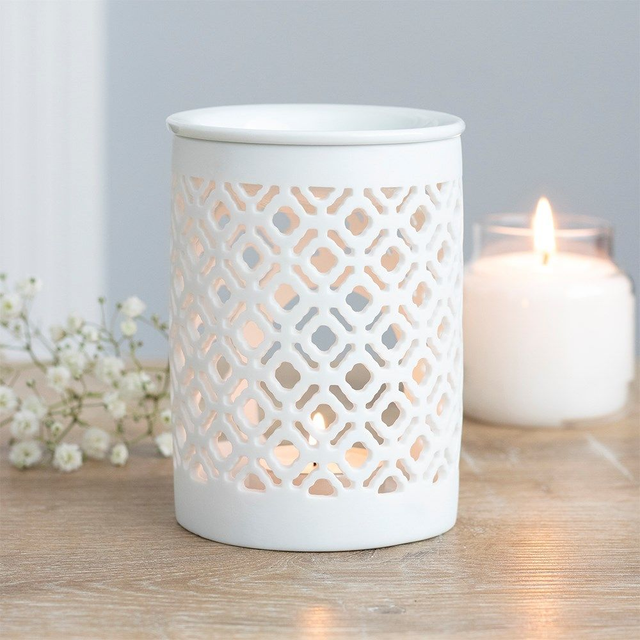 White Matte Lattice Wax Melt Burner