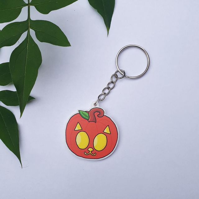 Pumpkin Cat Acrylic Keyring 