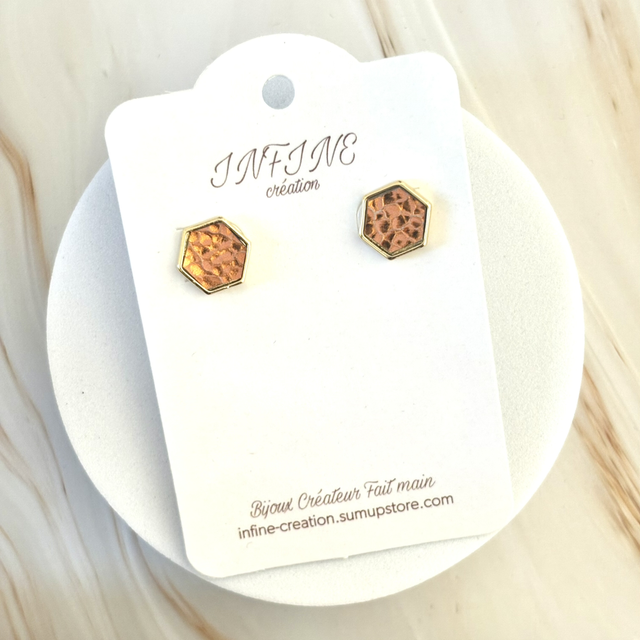 Puces d’oreilles « Hexagone Ambré »