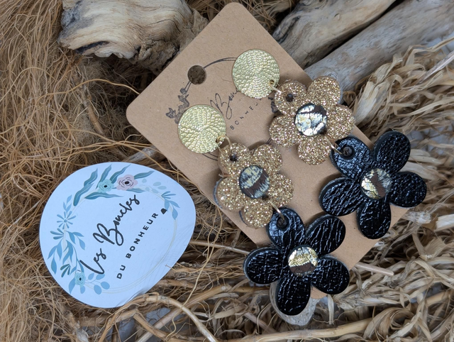 Marguerite m1085 doré paillettes noir