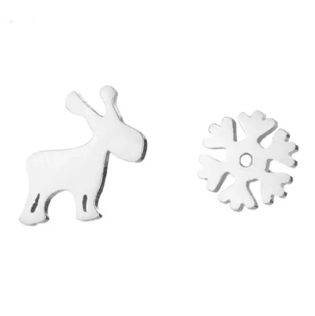 Reindeer &amp; Snowflake Stud Earrings