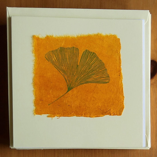 Klappkarte "Ginkgoblatt mit Gedicht"