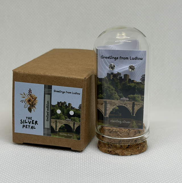 'Greetings from Ludlow' 3mm Round stud earrings
