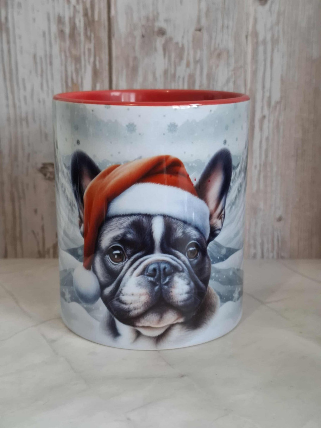 Mug rouge Noël bouledogue