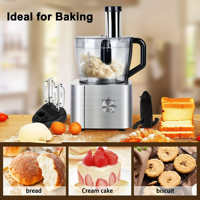 Food Processor 11-in-1 With Chopping Blending Kneading Grinding Whisking Juicing