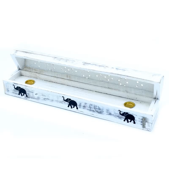 White Washed Incense Holder- Smoke box