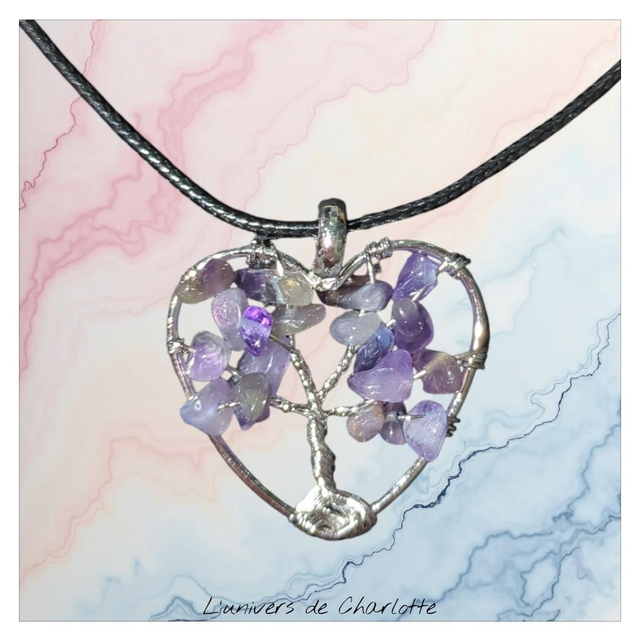 "Améthyste" - Pendentif coeur - PN-151