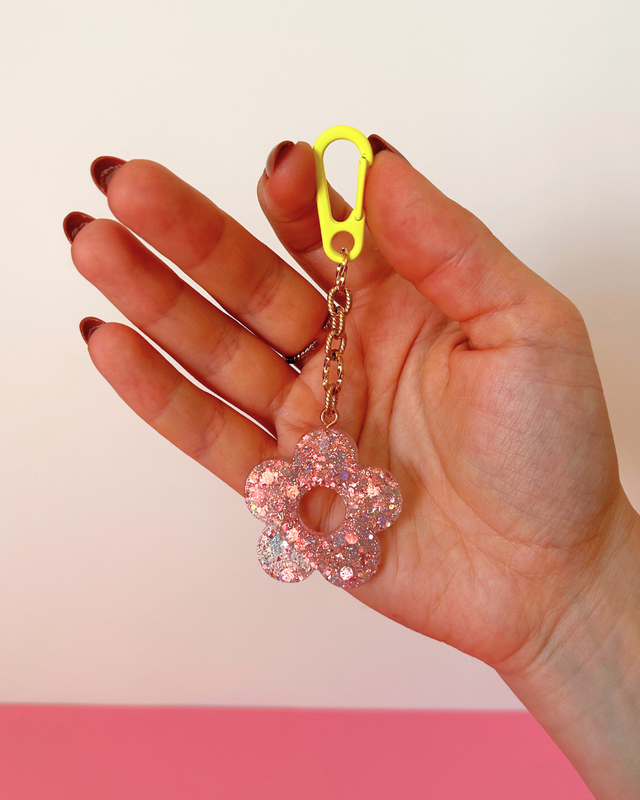 Porte-clé fleur holographique
