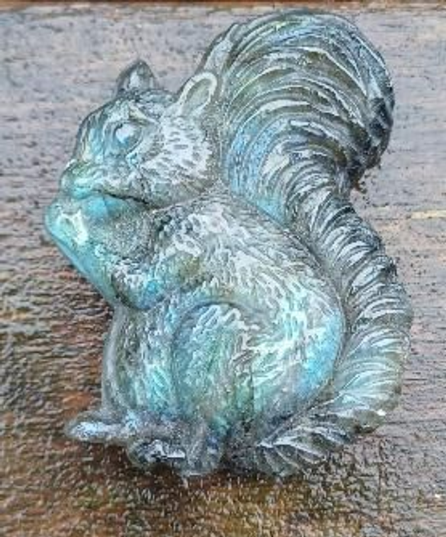 Carved Labradorite Squirrel Palm Stone