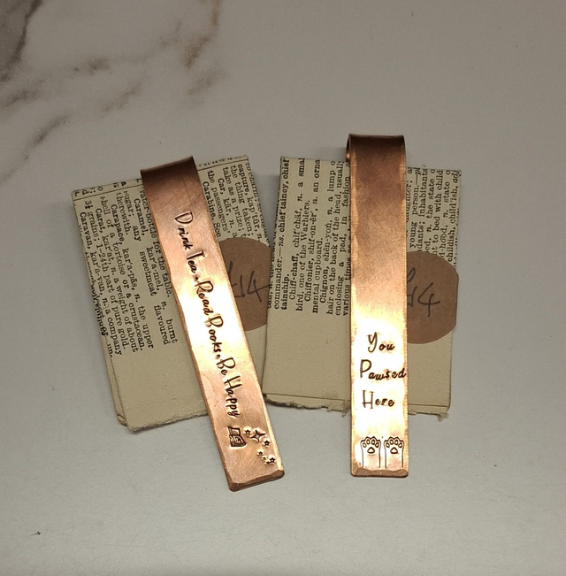 Handstamped Copper Bookmark