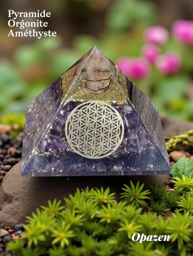 Pyramide Orgonite Améthyste 7.5 cm