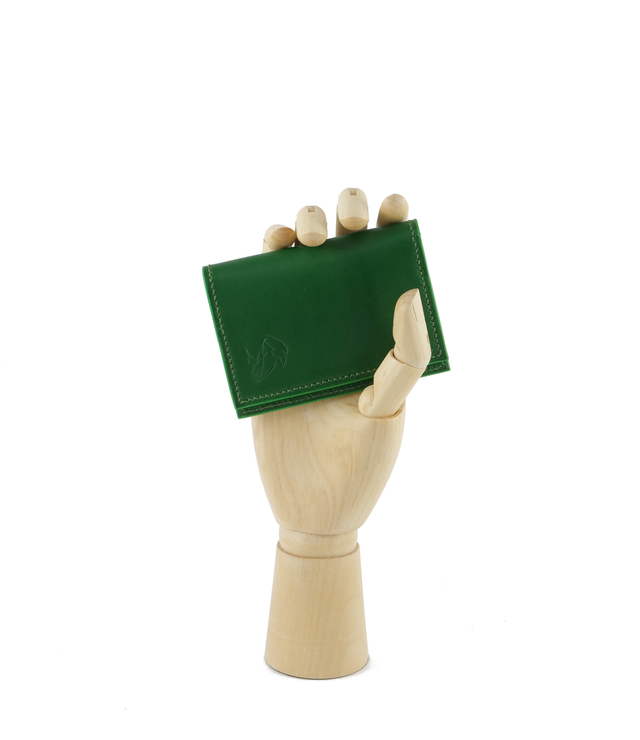 Porte-Cartes MADO Vert Pomme avec doublure tissu japonais motif origami