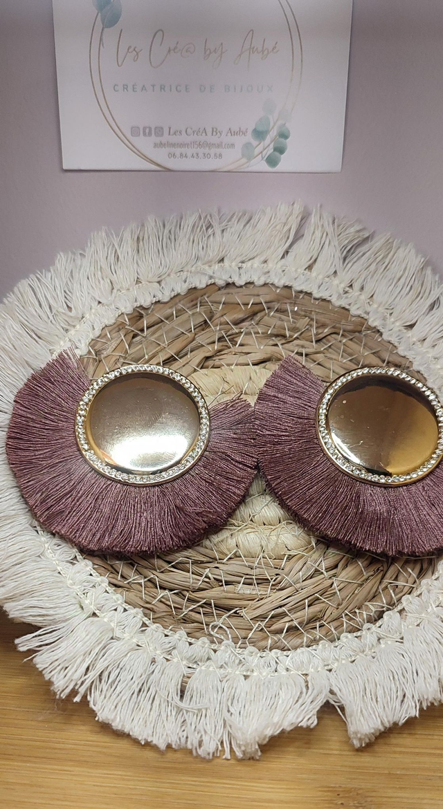 BO BOHEME GOLD/STRASS POMPONS LIE DE VIN 0000265