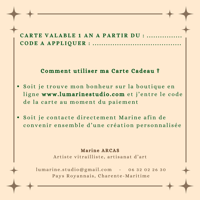 Carte Cadeau "Création en vitrail"
