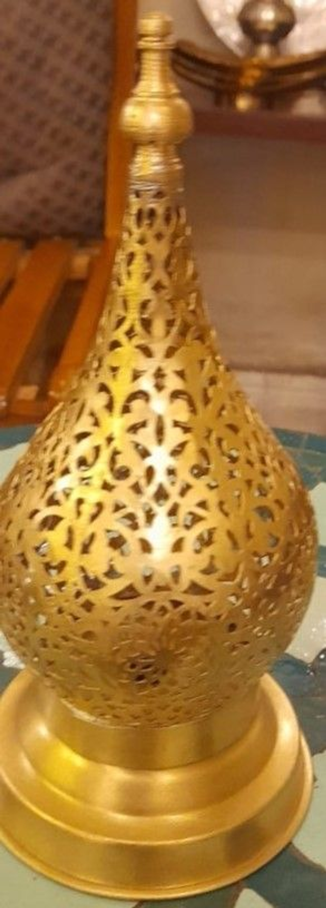 Petit Photophore marocain Artisanal en laiton ajouré - fabriqué 100% mains