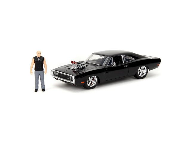 DODGE CHARGER W/DOM  TOERETTO FIGURE BLACK FF 1970 Jada 35907 1/24