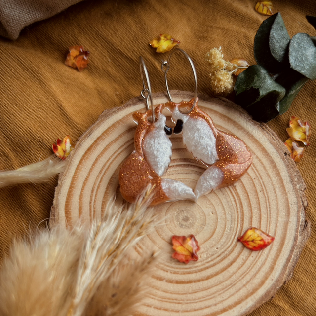 Fox Hoop Earrings Stainless Steel