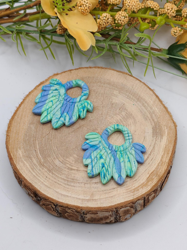 Totem Plume Marbré Bleu Paillettes 