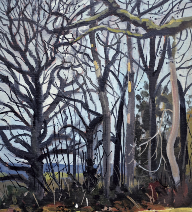 Trees near ‘gator pond. Oil on canvas board 14x10 inch